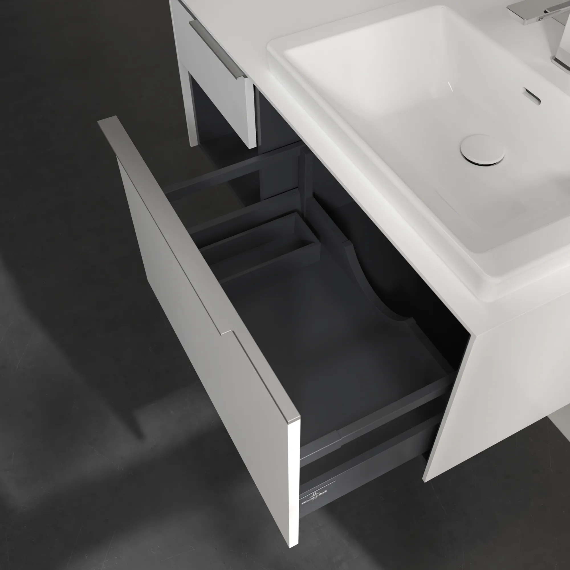 Villeroy & Boch Waschtischunterschrank mit Regalelement „Subway 3.0“ für Schrankwaschtisch 1001 × 423 × 516 mm Pure White, für Becken rechts