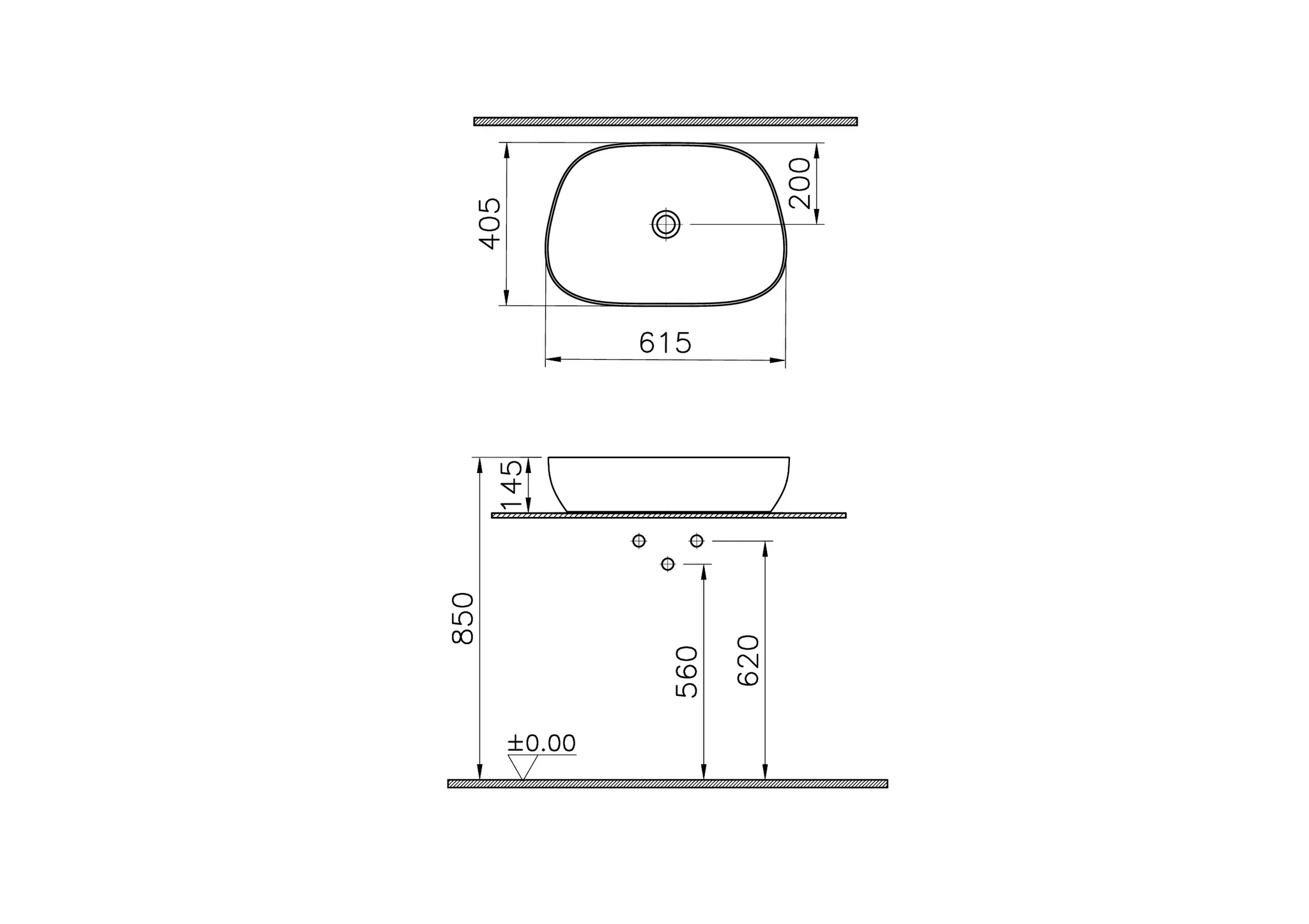 VitrA Outline Aufsatzschale TV 62 x 41 cm CERAFINE Steingrau Matt mit Oberflächenveredelung VitrA Clean VitrA Outline Aufsatzschale TV 62 x 41 cm CERAFINE Steingrau Matt mit Oberflächenveredelung VitrA Clean