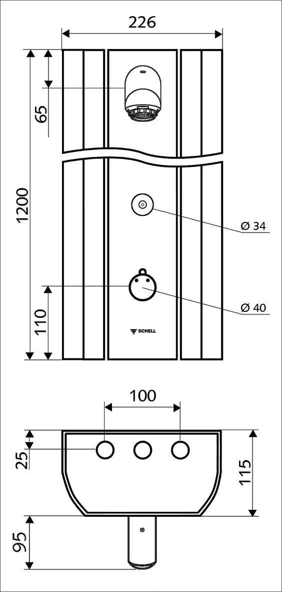 Duschpaneel LINUS DP-C-T, Mischwasser, Thermostat, Elektronisch, Selbstschluss, 2 RFV, 2 Vorfilter, Manuelle thermische Desinfektion, Duschkopf Aerosolarm, 2x DN 15 G 1/2 AG, B 226 mm x H 1200 mm x T 115 mm, Aluminium gebürstet, eloxiert
