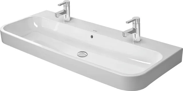 Wandwaschtisch „Happy D.2“, mit Überlauf, Hahnlochposition mittig Größe: 120 × 50,5 cm / Hahnlochbohrung: mit 2×1 Hahnlochbohrung / Hahnlochposition: mittig / Oberflächenveredelung: ohne Oberflächenveredelung Wandwaschtisch „Happy D.2“, mit Überlauf, Hahnlochposition mittig Größe: 120 × 50,5 cm / Hahnlochbohrung: mit 2×1 Hahnlochbohrung / Hahnlochposition: mittig / Oberflächenveredelung: ohne Oberflächenveredelung