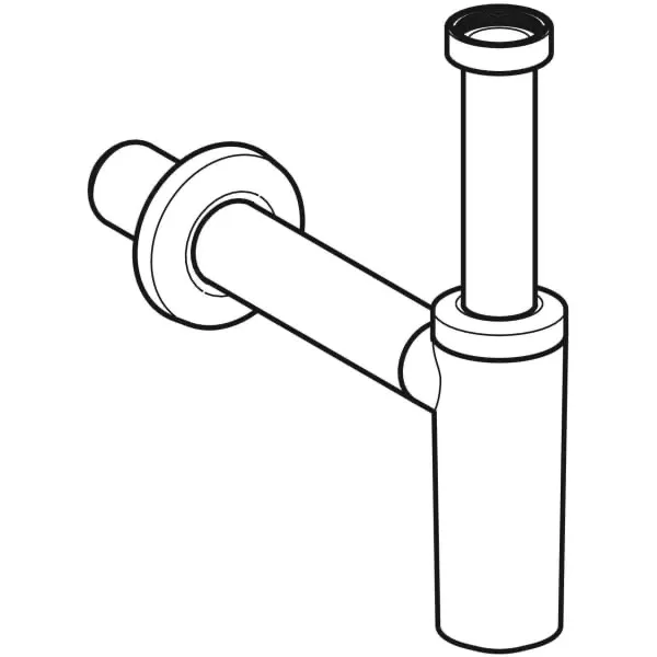 Tauchrohrgeruchsverschluss für Waschbecken, mit Ventilrosette, Abgang horizontal: d=40mm, G=1 1/4″, weiß-alpin