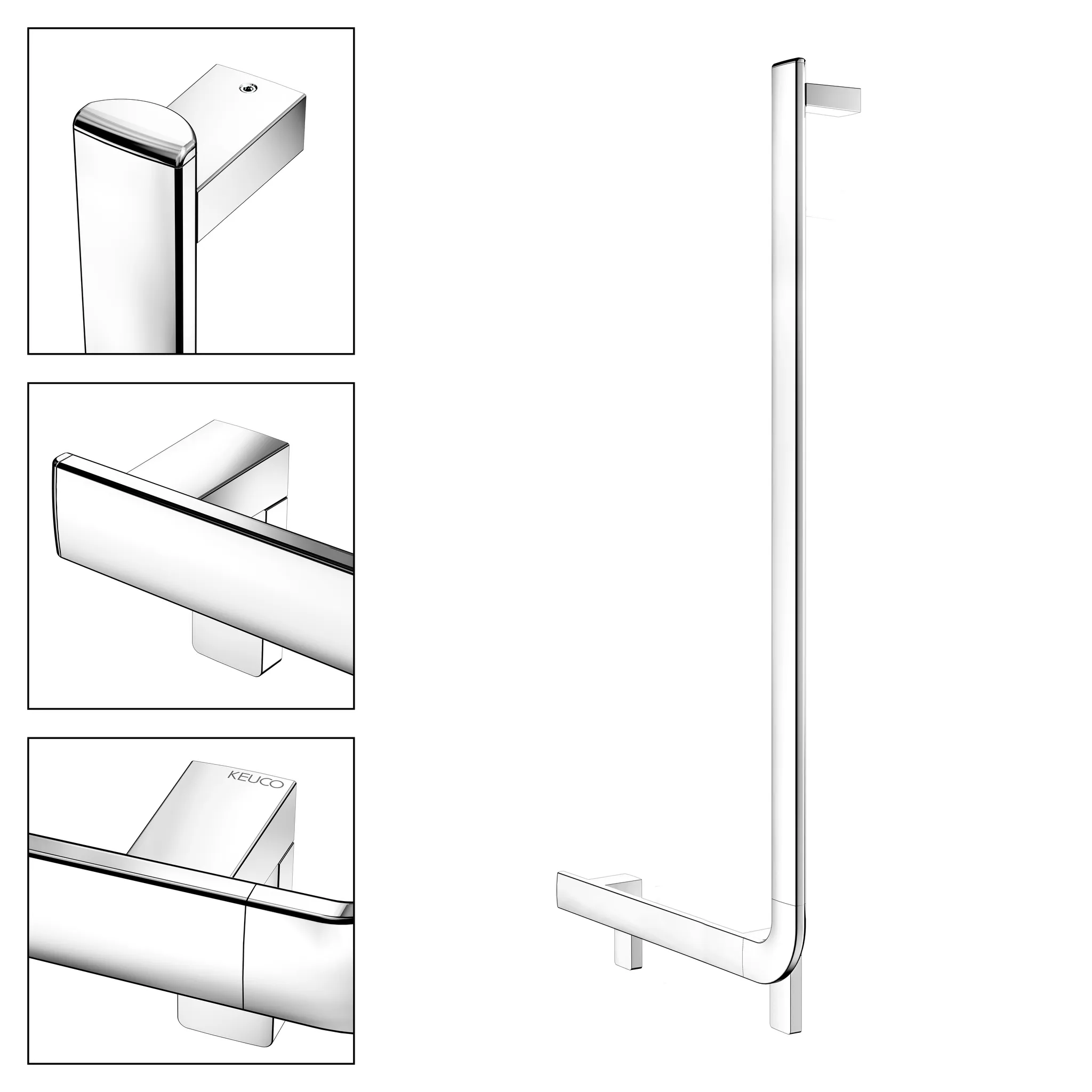 KEUCO Winkelgriff „Axess“ 520 × 1090 mm Ausführung rechts, in Verchromt KEUCO Winkelgriff „Axess“ 520 × 1090 mm Ausführung rechts, in Verchromt
