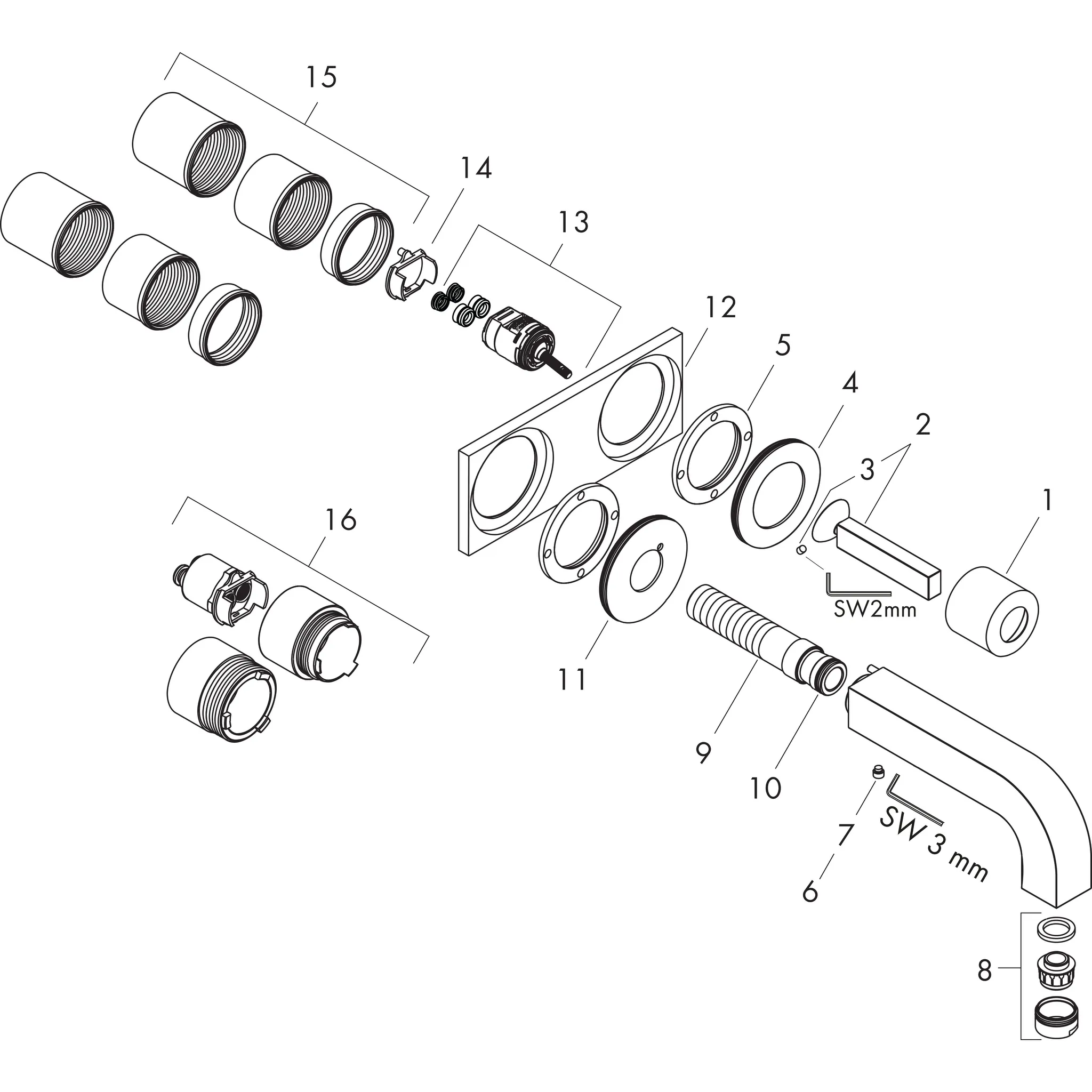 Waschtischmischer UP Axor Citterio F-Set chrom kurzer Auslauf mit Platte Waschtischmischer UP Axor Citterio F-Set chrom kurzer Auslauf mit Platte