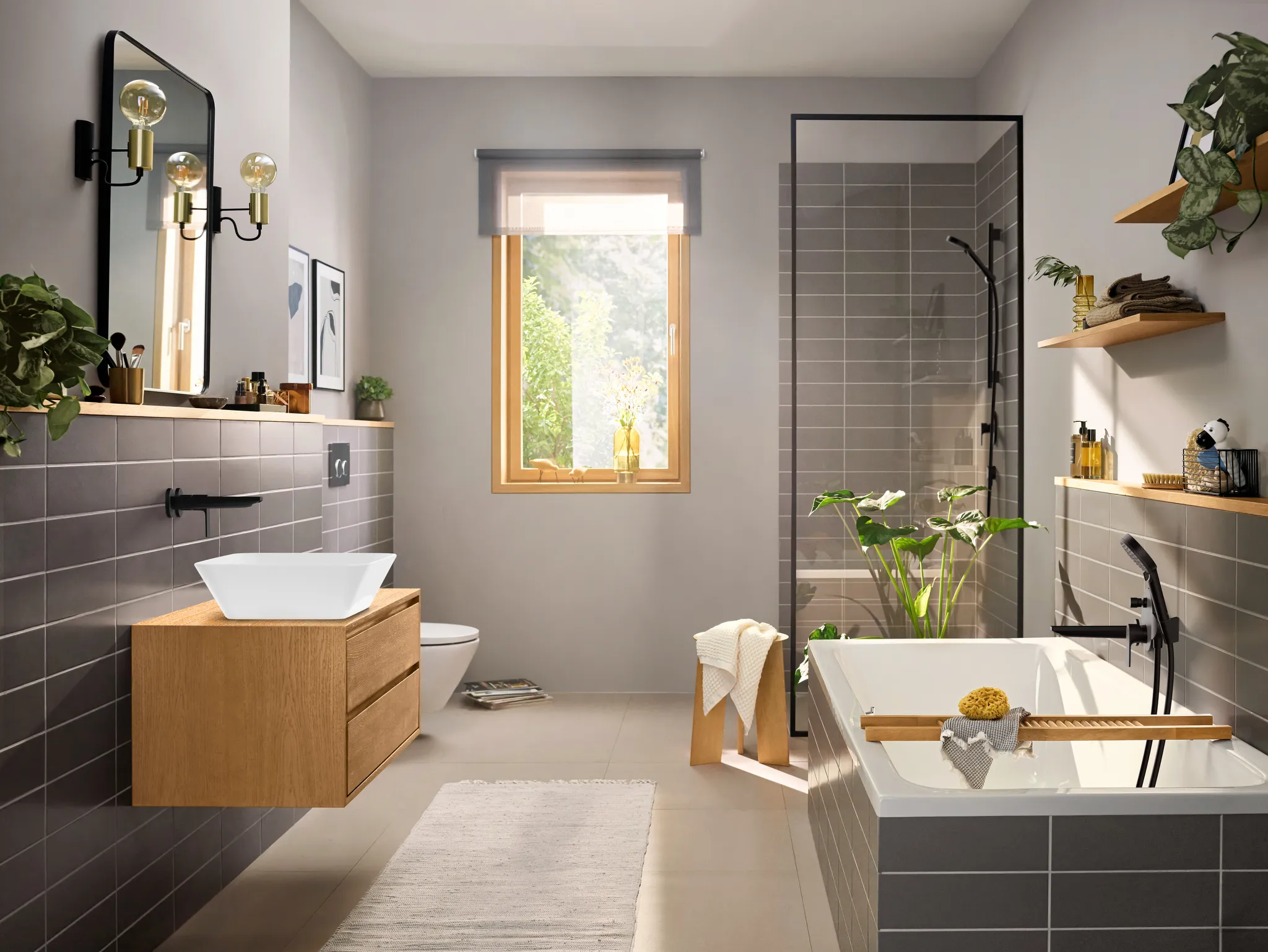 Hansgrohe Rebris E Einhebel-Waschtischmischer Unterputz für Wandmontage mit Auslauf 20 cm, Mattschwarz Hansgrohe Rebris E Einhebel-Waschtischmischer Unterputz für Wandmontage mit Auslauf 20 cm, Mattschwarz