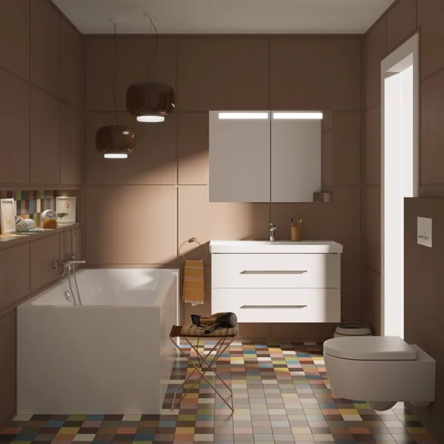 Villeroy & Boch Badewanne „Avento“ rechteck 180 × 80 cm, Mittelablauf in Weiß Alpin