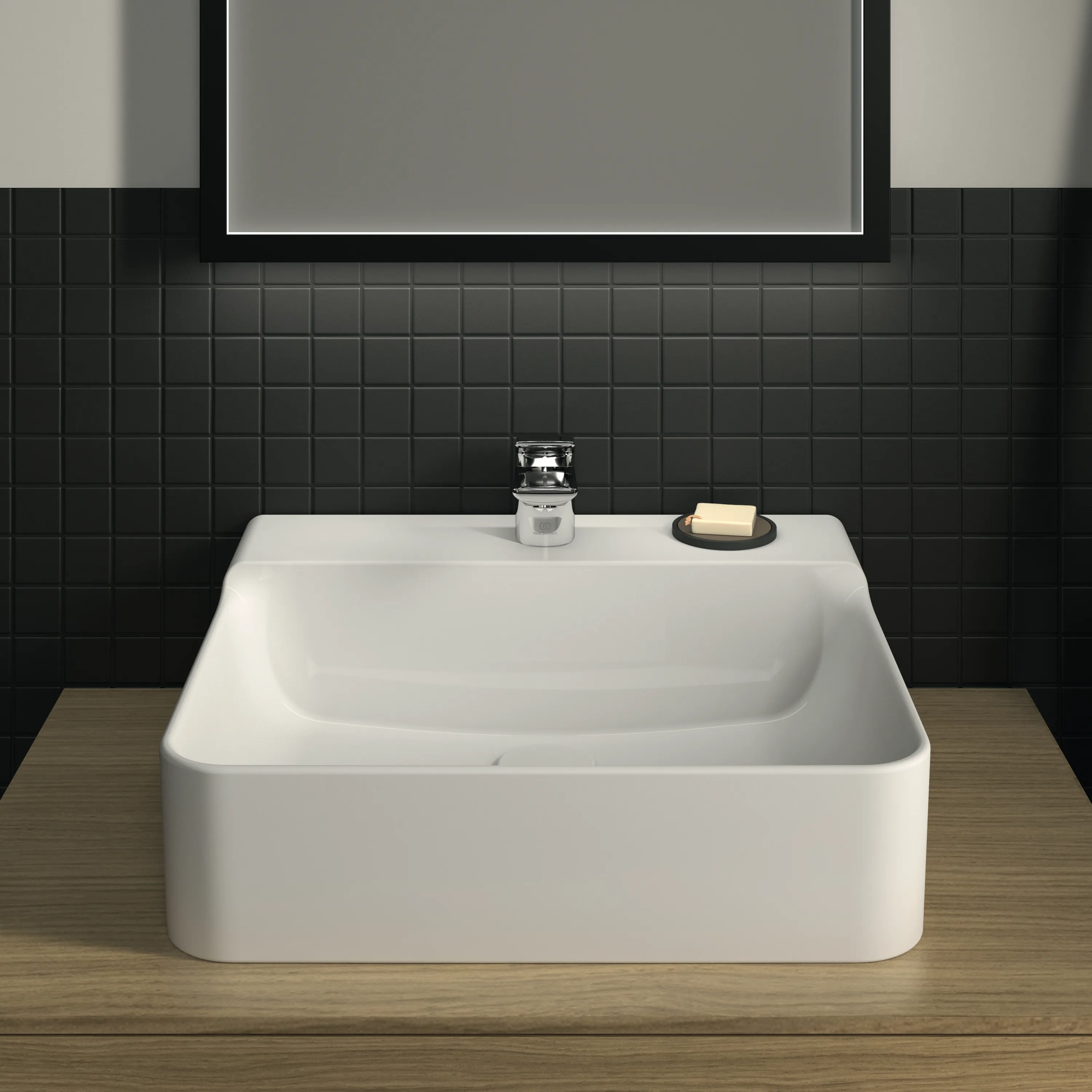Waschbecken „Conca“ 50 × 45 × 14,5 cm, Hahnlochposition mittig in Weiß