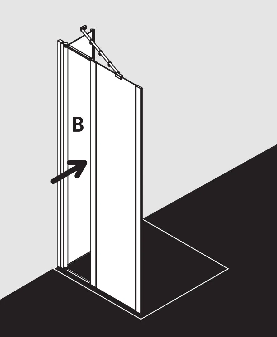 Kermi Duschdesign IBIZA 2000 Seitenwand geteilt beweglich, H 1750 mm, SW 680-710 mm, Silber Mattglanz
