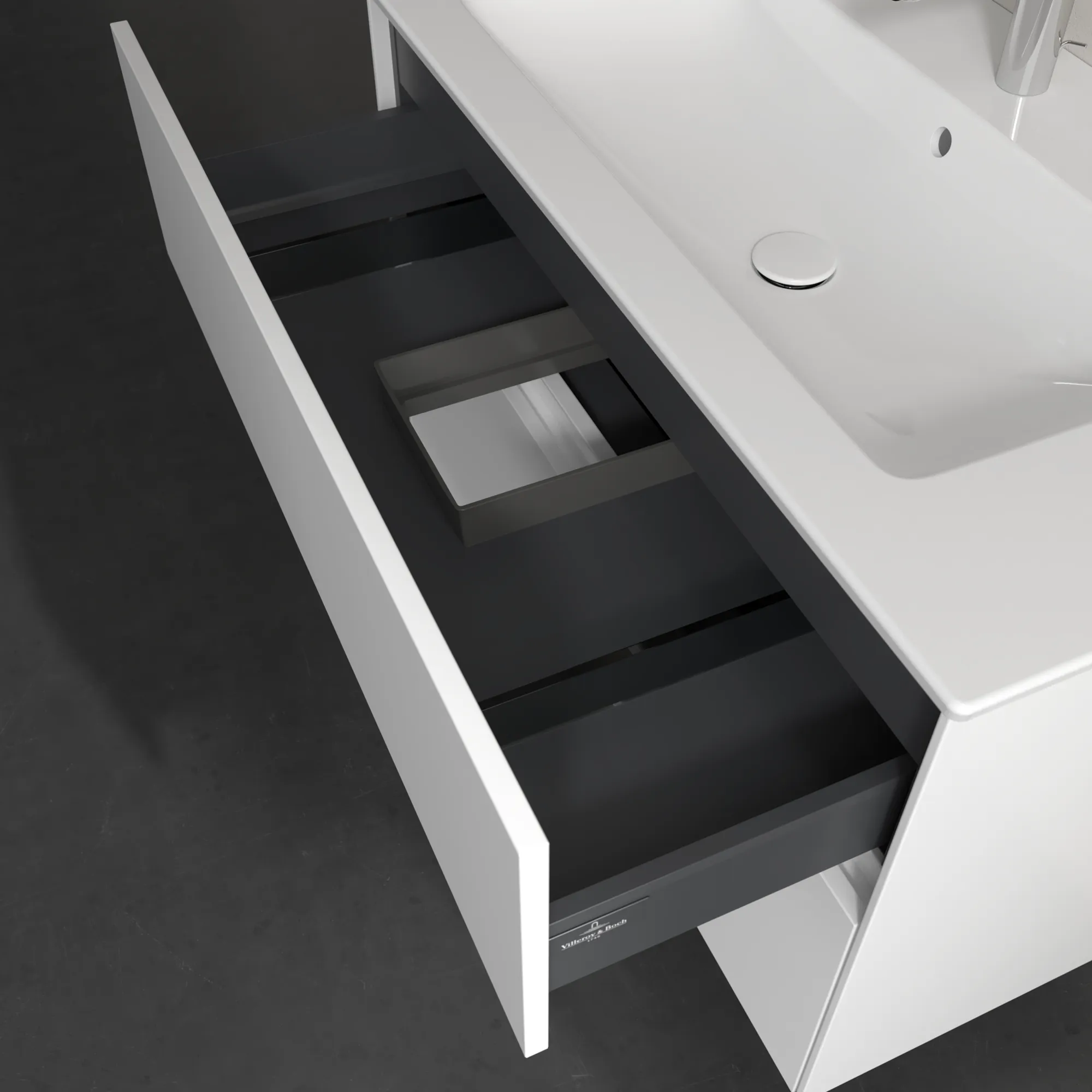 Villeroy & Boch Waschtischunterschrank „Collaro“ 961 × 610 × 480 mm Weiß Matt, ohne Beleuchtung, für Becken mittig