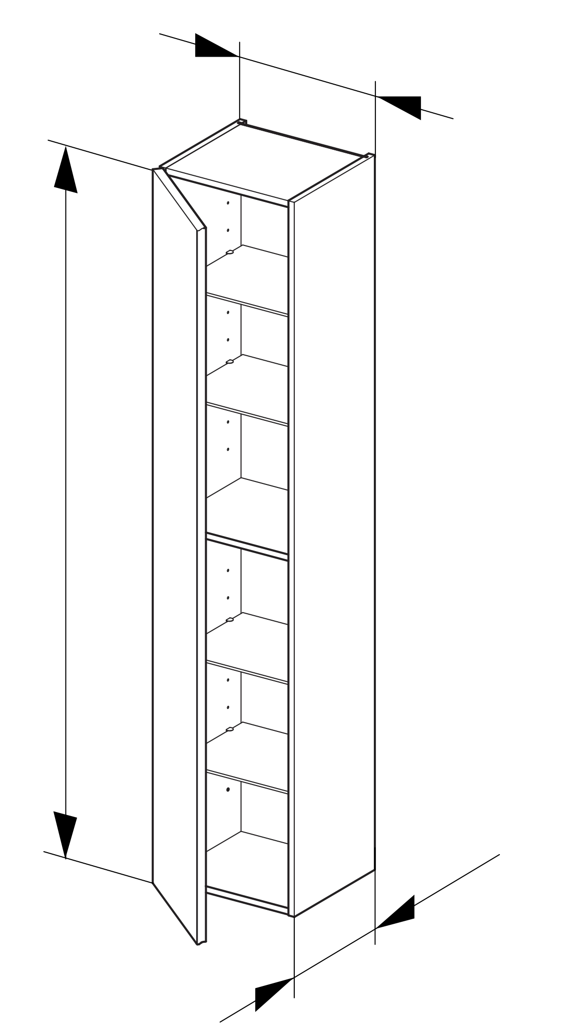 Royal Reflex Hochschrank 1-türig, Anschlag links 350 x 1670 x 335 mm trüffel/trüffel