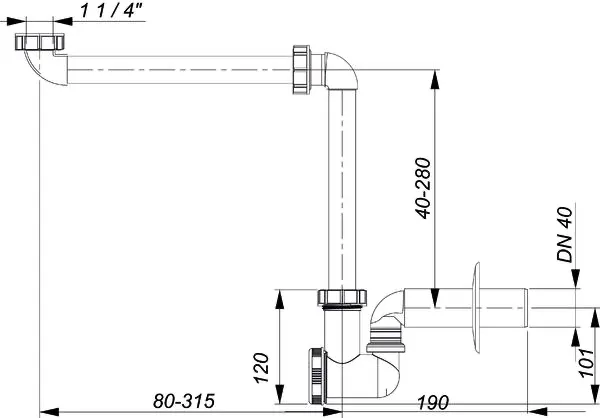 Waschtisch-Möbel-Siphon 137, DN 40