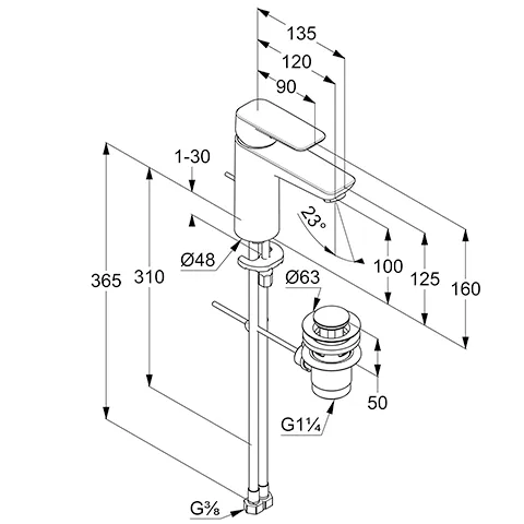 Kludi PURE&STYLE Waschtisch-EHM 100 EcoPlus, m. Metallablaufg. chrom Kludi PURE&STYLE Waschtisch-EHM 100 EcoPlus, m. Metallablaufg. chrom