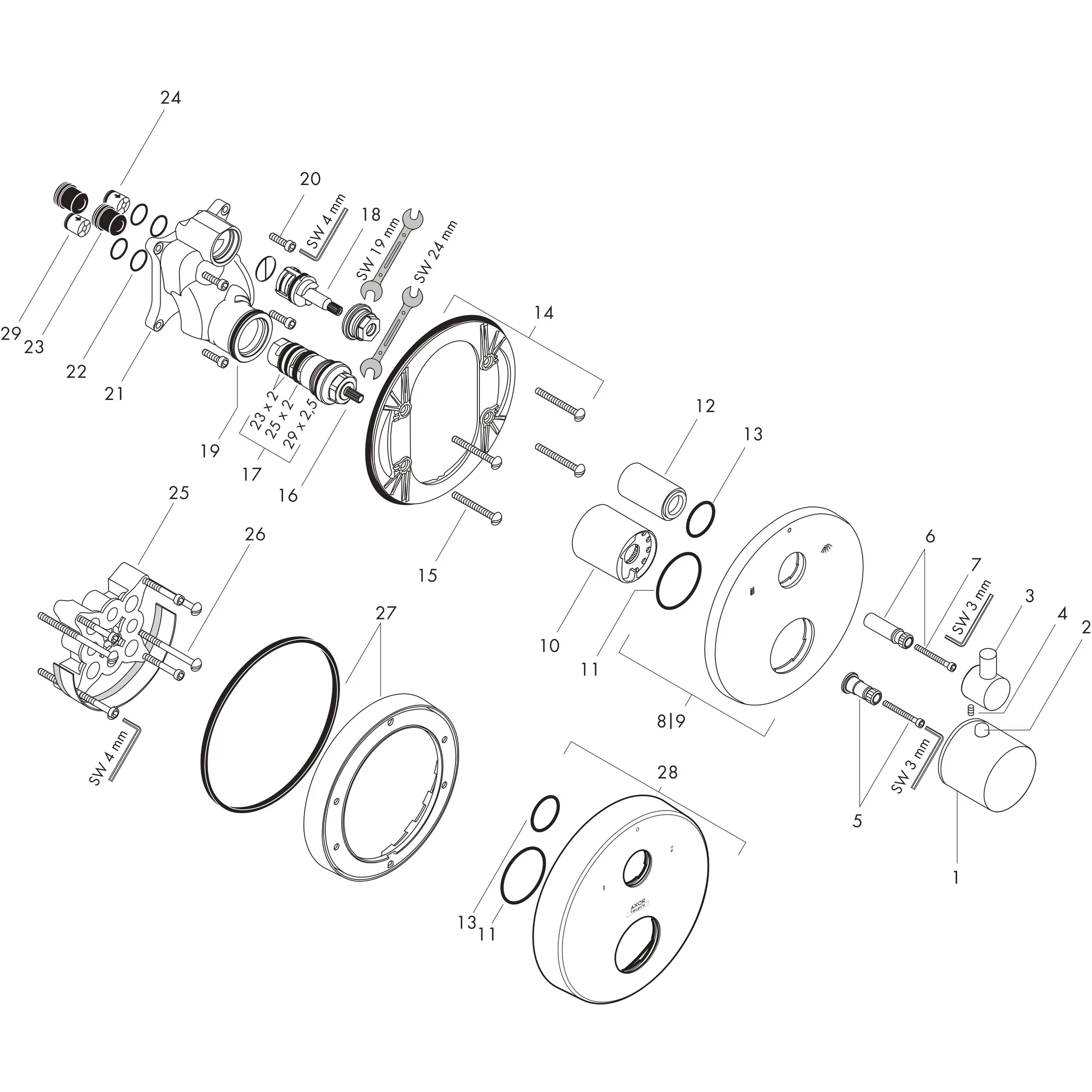 Thermostatmischer UP Axor Uno F-Set chrom mit Absperr-/Umstellventil Thermostatmischer UP Axor Uno F-Set chrom mit Absperr-/Umstellventil