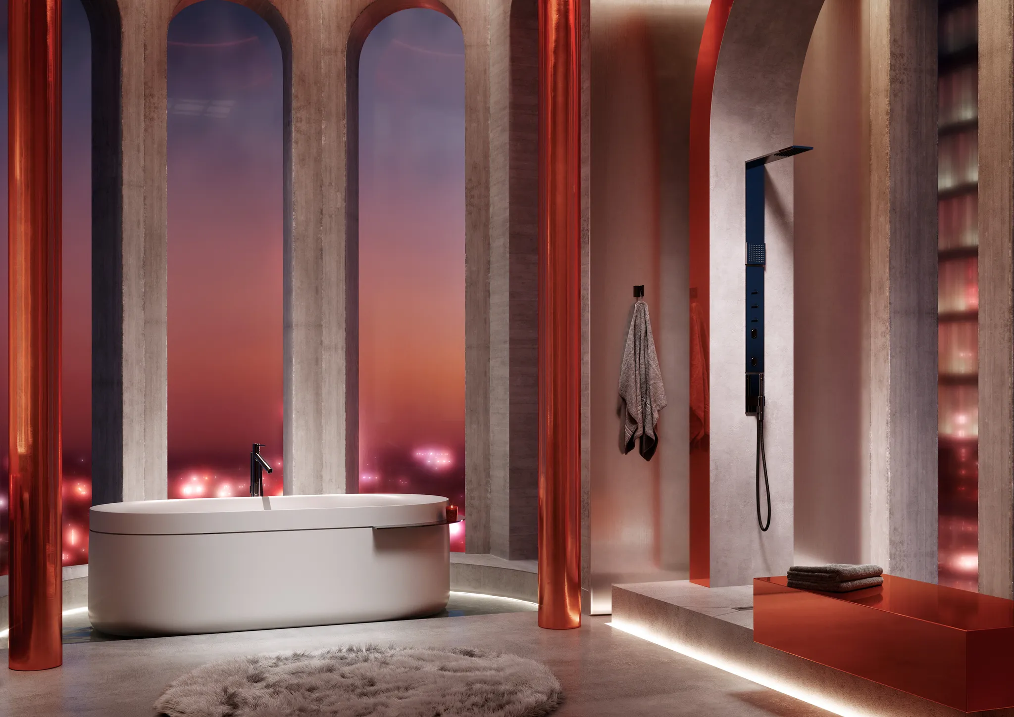 AXOR ShowerComposition Duschpaneel mit Thermostat, Kopfbrause 110/220 1jet und Schulterbrause Chrom