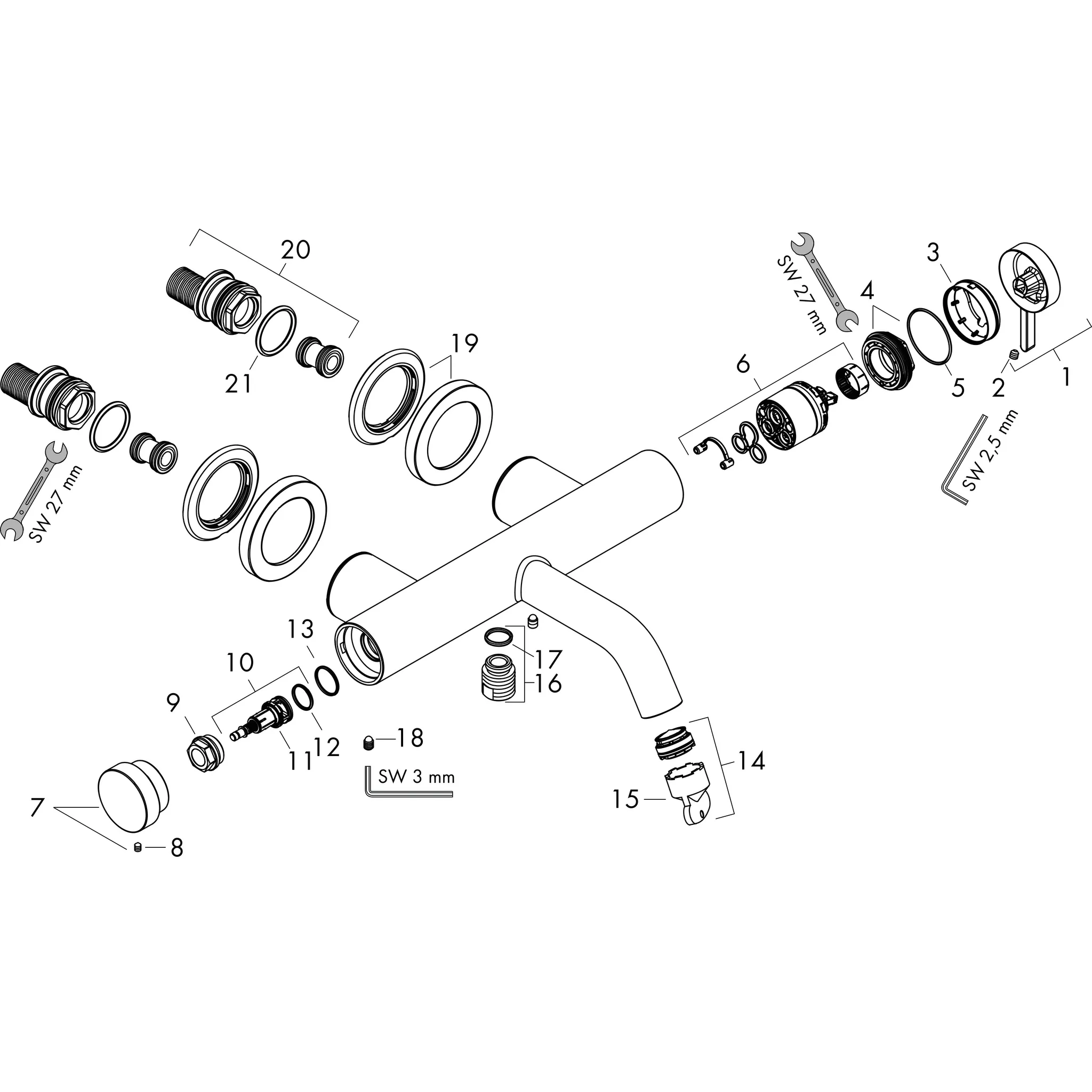 Hansgrohe Tecturis S Einhebel-Wannenmischer Aufputz, Brushed Bronze