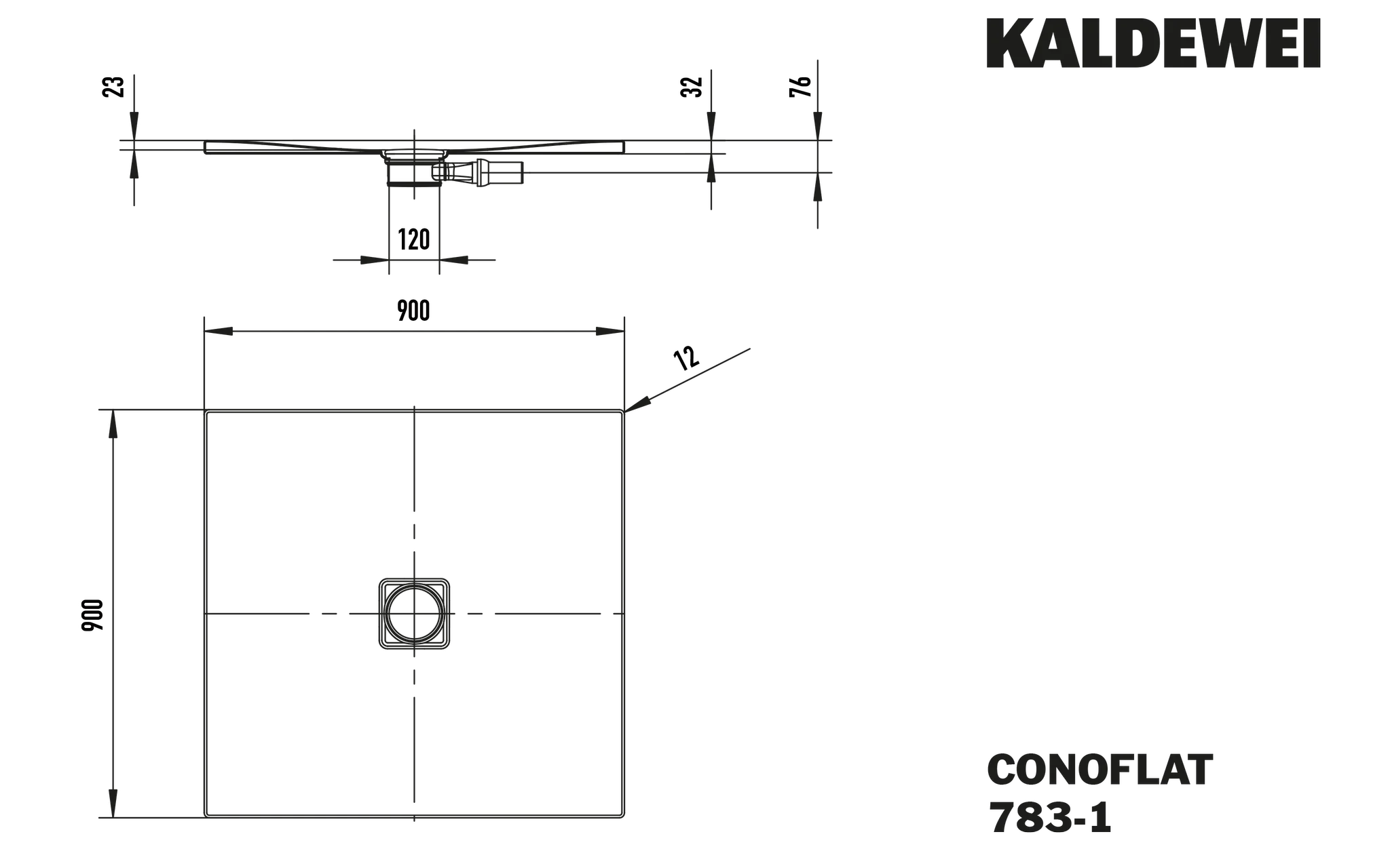 Kaldewei quadrat Duschwanne „Conoflat“ 90 × 90 cm in bahamabeige mit Antislip