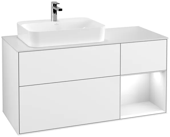 Villeroy & Boch Finion Waschbeckenunterschrank F40 1200x603x501mm Glossy White Lacquer / Glass White Matt