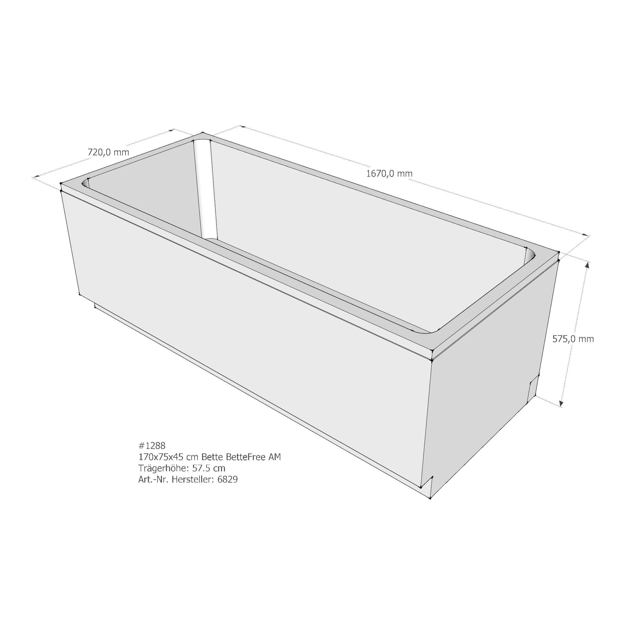 Badewannenträger für Bette Free 170 × 75 × 45 cm Breite: 75 cm / Länge: 170 cm Badewannenträger für Bette Free 170 × 75 × 45 cm Breite: 75 cm / Länge: 170 cm