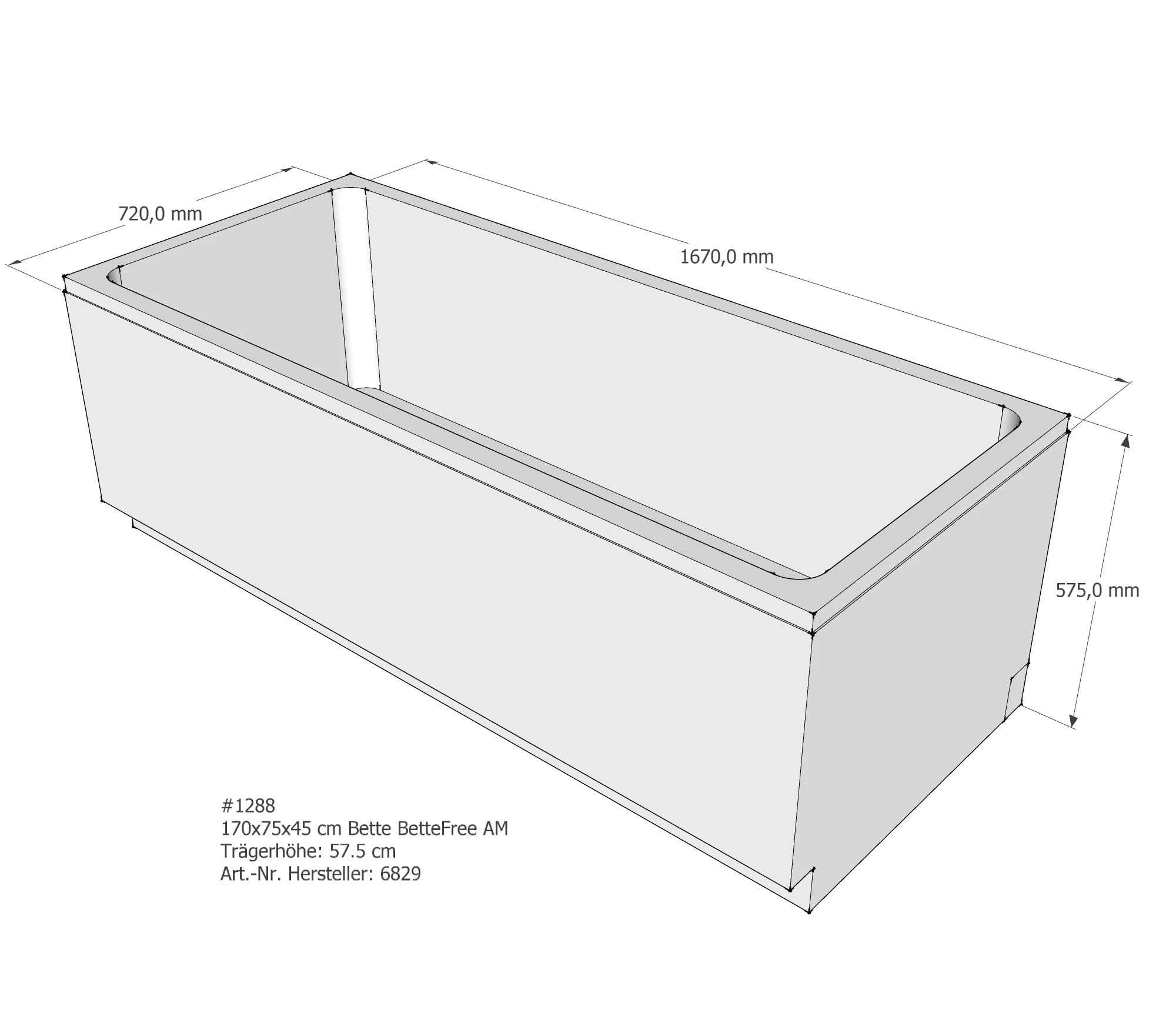 Badewannenträger für Bette Free 170 × 75 × 45 cm Breite: 75 cm / Länge: 170 cm Badewannenträger für Bette Free 170 × 75 × 45 cm Breite: 75 cm / Länge: 170 cm