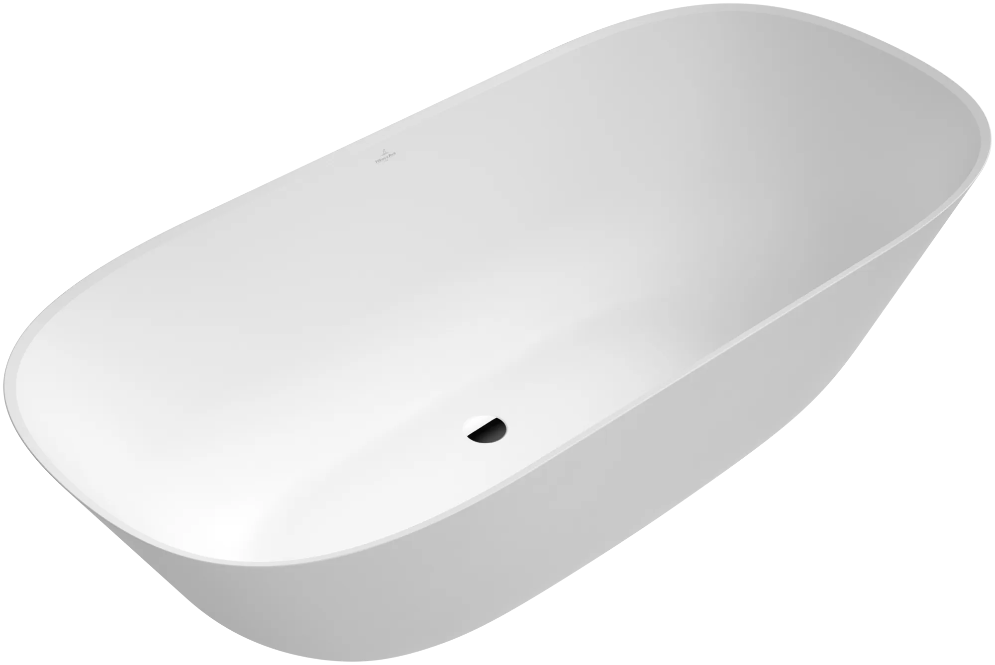Villeroy & Boch Badewanne „Theano“ freistehend oval 175 × 80 cm, Mittelablauf in Stone White