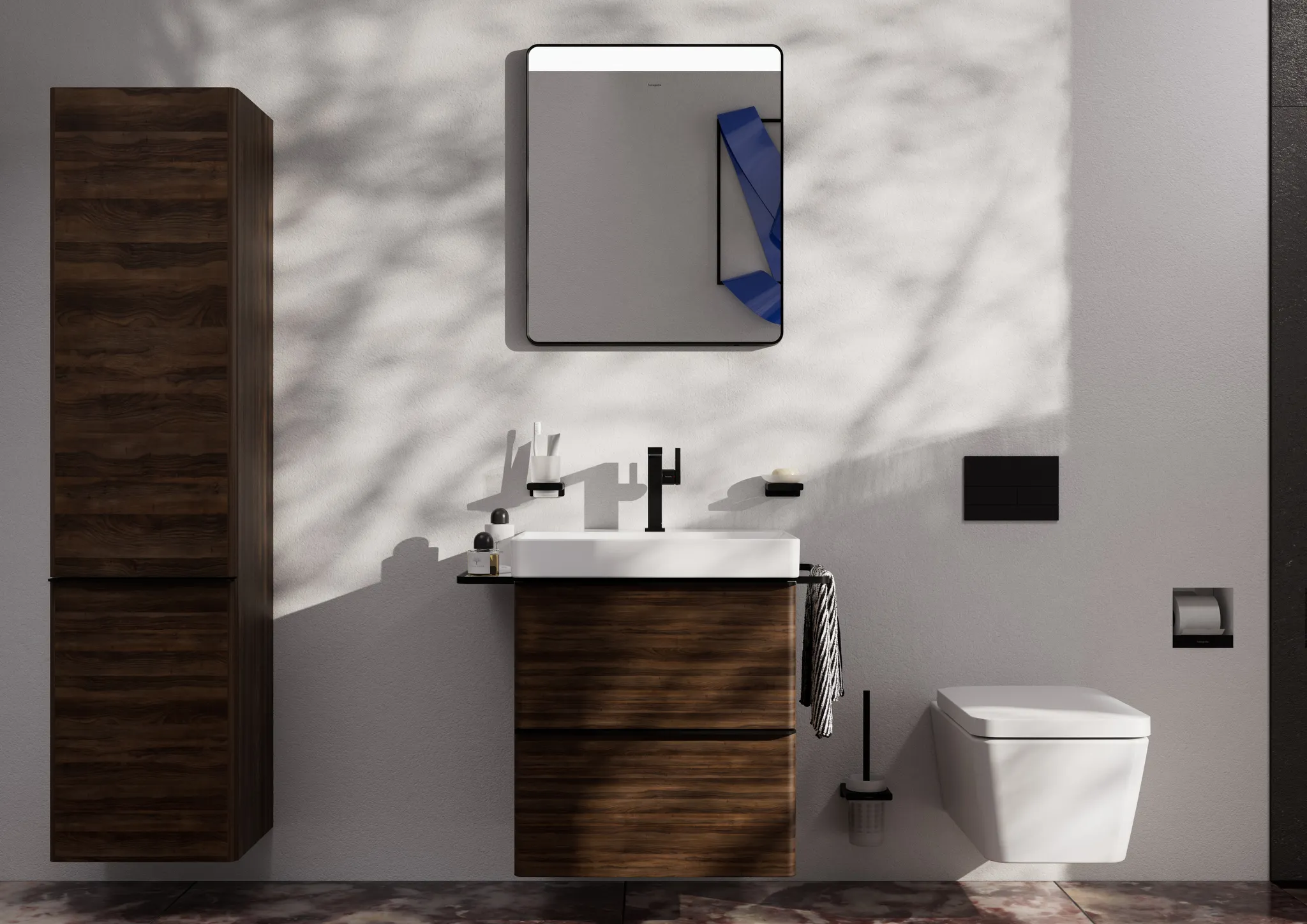 Hansgrohe Xarita Lite Q Spiegel mit horizontaler LED-Beleuchtung, Mattschwarz Hansgrohe Xarita Lite Q Spiegel mit horizontaler LED-Beleuchtung, Mattschwarz