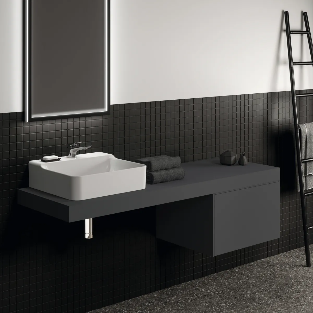 Ideal Standard Konsole Conca Anthrazit 1600x505x80mm