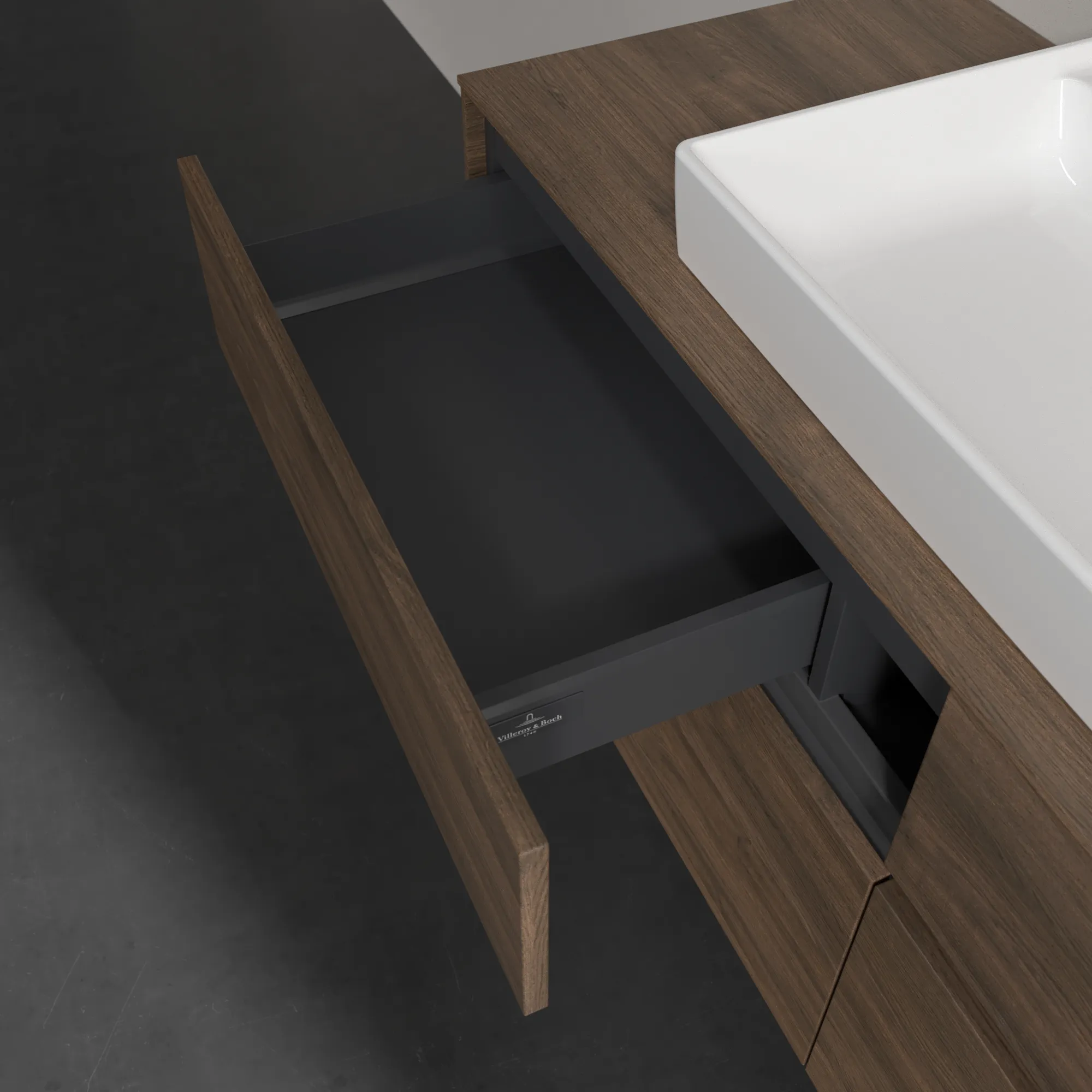Villeroy & Boch Waschbeckenunterschrank Collaro Arizona Oak, 1400 x 500 mm, Höhe 548 mm, 4 Auszüge mit SoftClosing, mittige Wanneneinbauposition Villeroy & Boch Waschbeckenunterschrank Collaro Arizona Oak, 1400 x 500 mm, Höhe 548 mm, 4 Auszüge mit SoftClosing, mittige Wanneneinbauposition