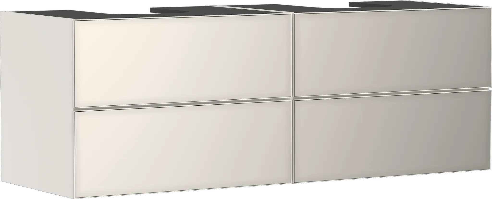 Xevolos E Waschtischunterschrank Sandbeige Matt 1570/550 mit 4 Schubkästen für Konsolen mit 2 Aufsatzwaschtischen geschliffen Bronze Struktur