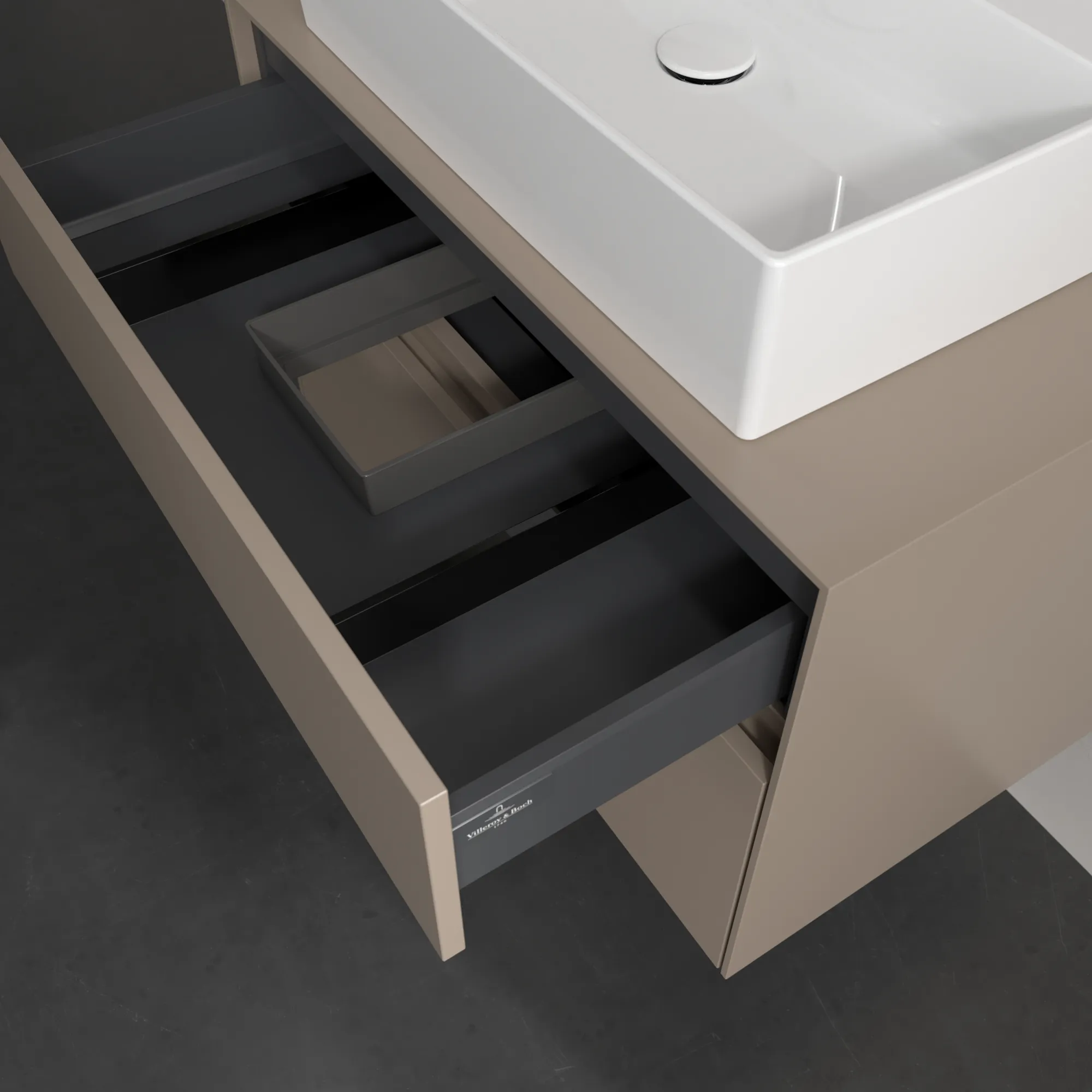 Villeroy & Boch Waschtischunterschrank „Collaro“ 800 × 548 × 500 mm Taupe, ohne Beleuchtung, für Becken mittig Villeroy & Boch Waschtischunterschrank „Collaro“ 800 × 548 × 500 mm Taupe, ohne Beleuchtung, für Becken mittig