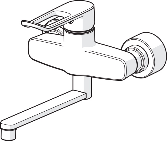 HA Einhebelmischer Waschtischbatterie HANSACLINICA 0153 Bügelhebel Bedienungshebel lang Ausladung 277 mm DN15 Chrom