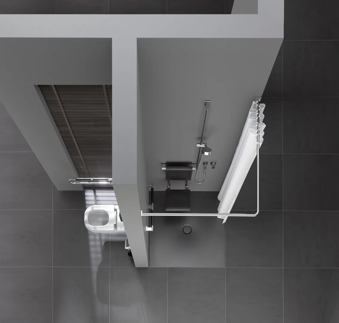 emco Stützklappgriff „system 2“ 850 mm in chrom / schwarz emco Stützklappgriff „system 2“ 850 mm in chrom / schwarz