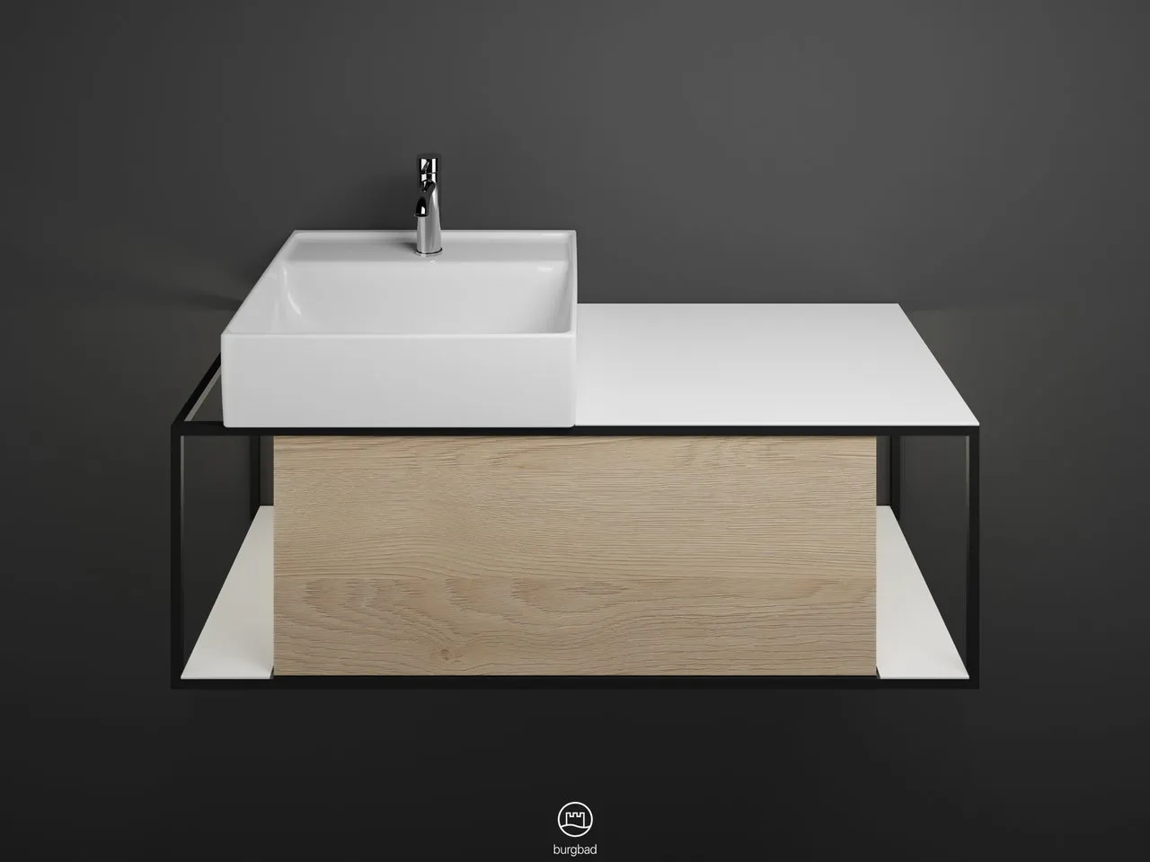 burgbad Junit Keramik-Aufsatzwaschtisch inkl. Waschtischunterschrank, Weiß burgbad Junit Keramik-Aufsatzwaschtisch inkl. Waschtischunterschrank, Weiß