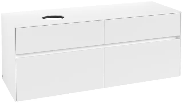 Villeroy & Boch Waschtischunterschrank „Collaro“ 1400 × 548 × 500 mm Weiß Matt, ohne Beleuchtung, für Becken links Villeroy & Boch Waschtischunterschrank „Collaro“ 1400 × 548 × 500 mm Weiß Matt, ohne Beleuchtung, für Becken links