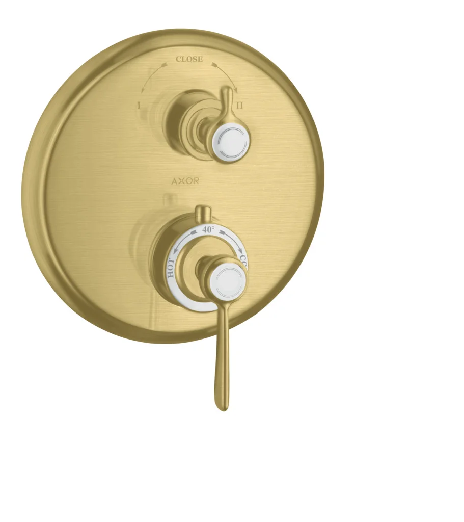 Hansgrohe AXOR Montreux Thermostat Unterputz mit Hebelgriff BB, Brushed Brass, 2 Verbraucher, max. Durchfluss 29 l/min, einstellbare Temperaturbegrenzung