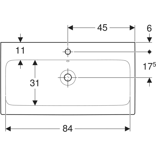 Wandwaschtisch „iCon“, rechteckig 90 × 48,5 cm in weiß alpin