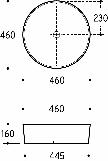 Aufsatzwaschtisch AqvaCeramica - Durchmesser 460 mm - Höhe 160 mm - ohne Überlauf - weiß