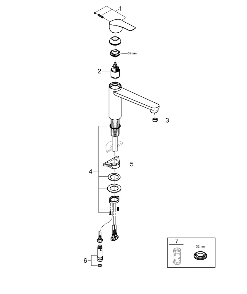 Grohe Küchenarmatur „Eurosmart“ Ausladung 222 mm Grohe Küchenarmatur „Eurosmart“ Ausladung 222 mm