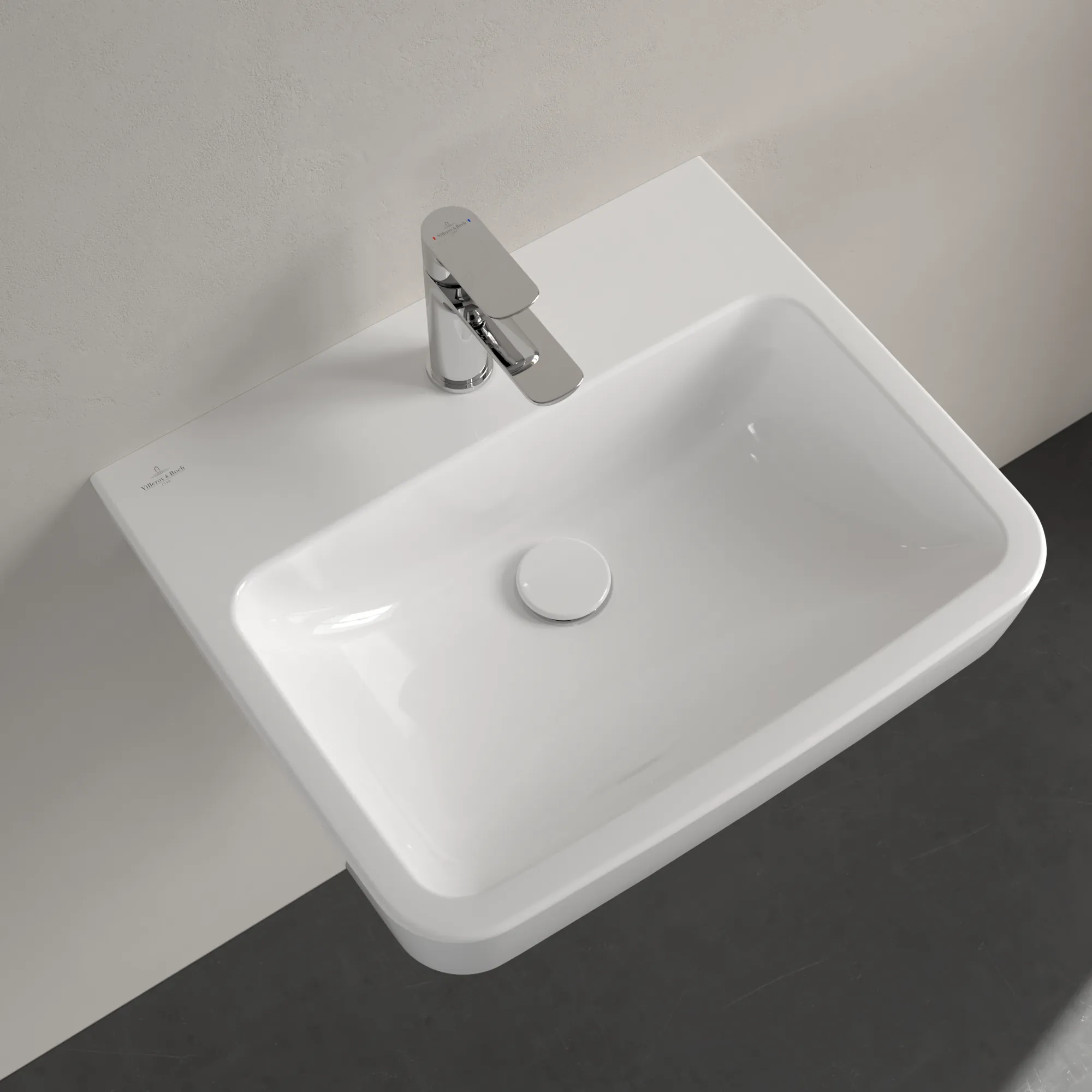 Villeroy & Boch Einbau-/Aufsatz Wandwaschtisch geschliffen „O.novo“ 550 × 460 × 175 mm, für Becken mittig, mit Hahnlochbohrung, Hahnlochposition mittig in Weiß Alpin Villeroy & Boch Einbau-/Aufsatz Wandwaschtisch geschliffen „O.novo“ 550 × 460 × 175 mm, für Becken mittig, mit Hahnlochbohrung, Hahnlochposition mittig in Weiß Alpin