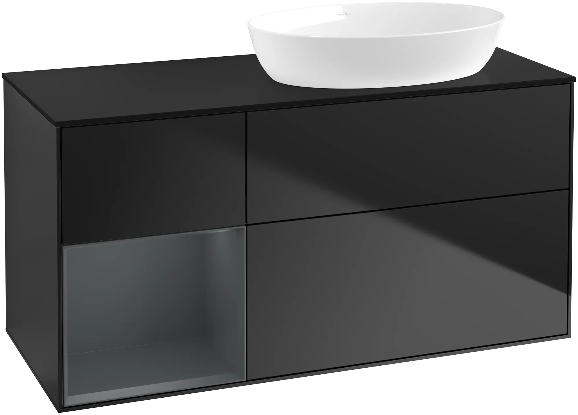 Villeroy & Boch Finion Waschbeckenunterschrank FA4, 1200x603x501mm, Black Matt Lacquer / Midnight Blue Matt Lacquer / Glass Black Matt