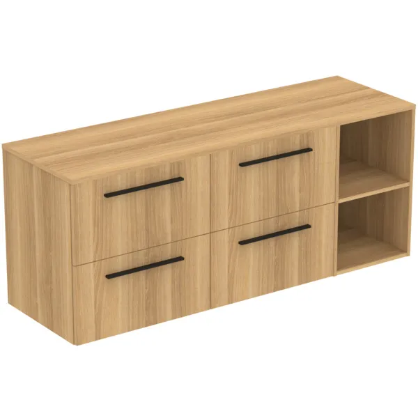 Möbel-Set 160cm i.life B 4 Auszüge 2 offene Fächer Griff Schwarz Weiß matt