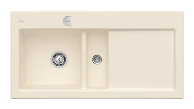 Villeroy & Boch flächenbündiges Küchenspülbecken „Subway“ 60 flat 965 × 475 × 220 mm, für Becken links in Ivory