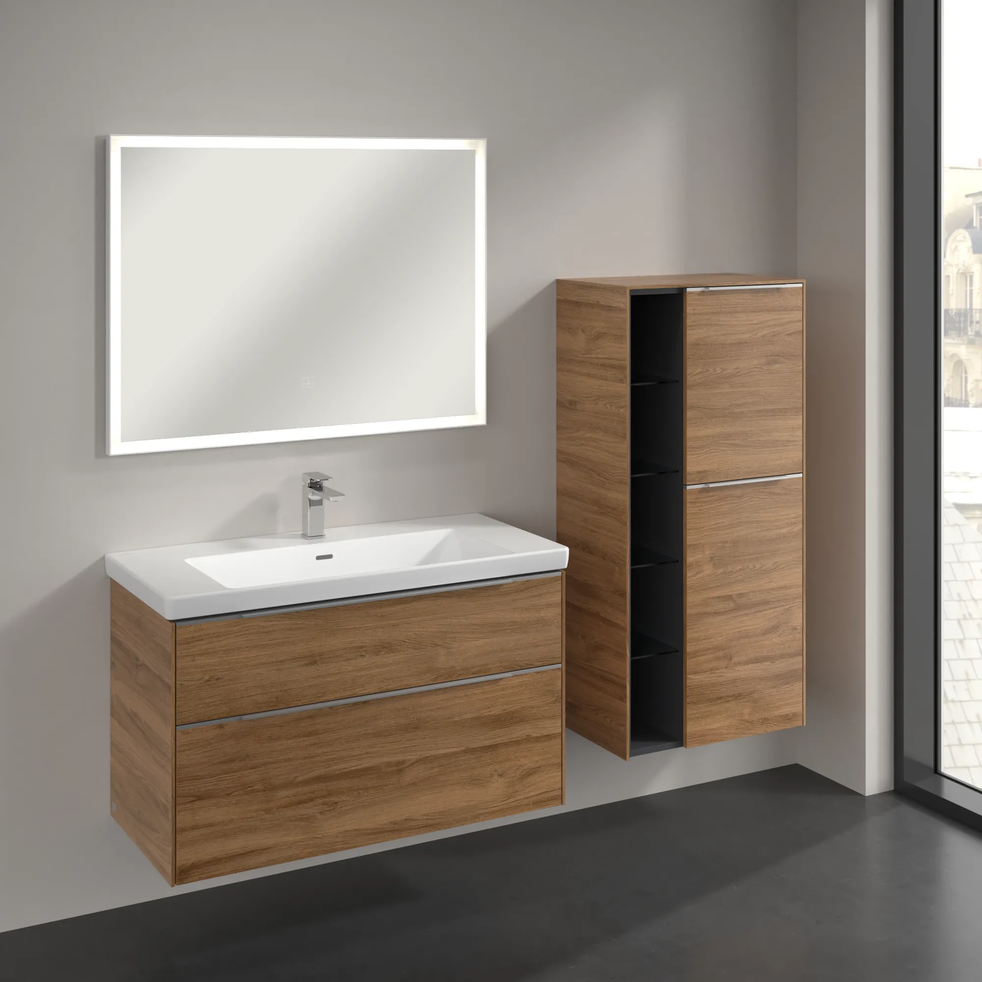 Villeroy & Boch Mittelschrank „Subway 3.0“ 57,4 × 120 × 36,2 × 36,2 cm 2 Türen, Anschlag (Scharnier) rechts, 2 Türen, Anschlag rechts