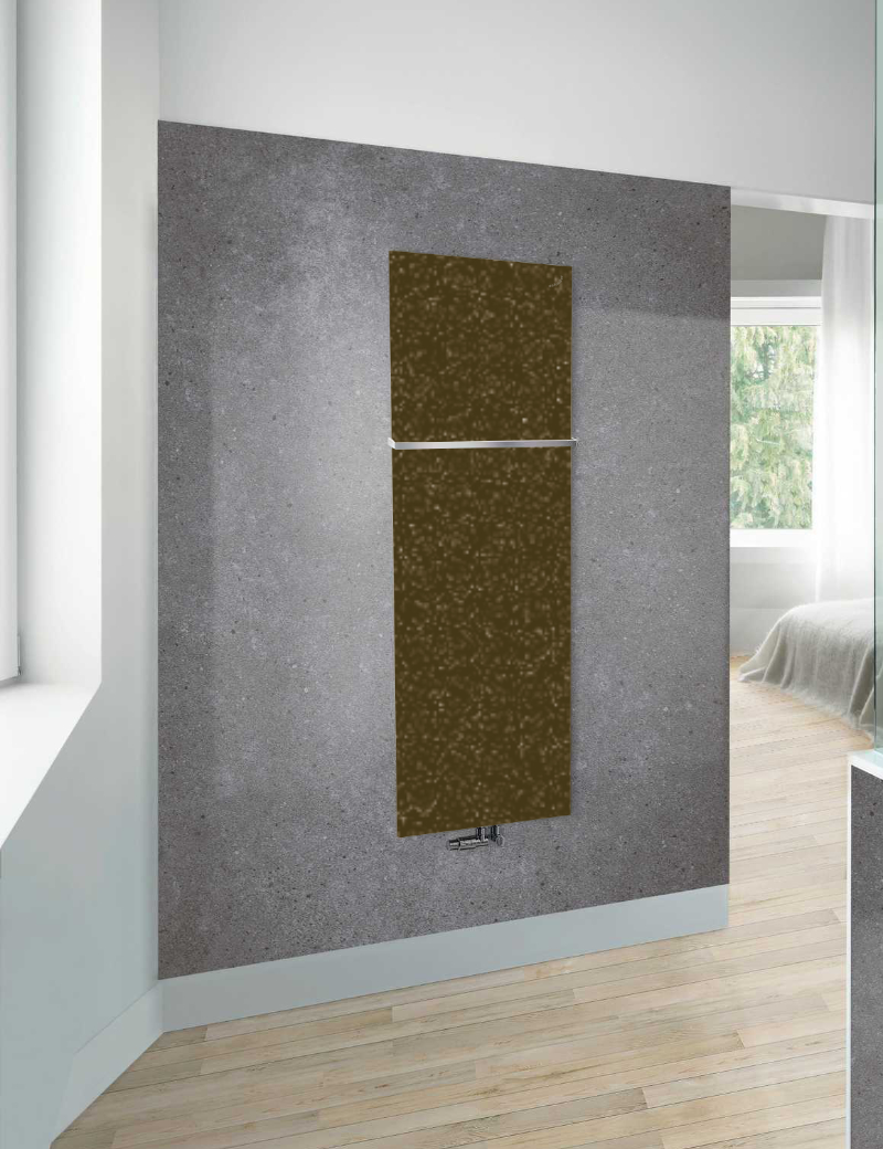 Zehnder Design-Heizkörper „Fina Lean Bar“ für Warmwasser-Zentralheizung mit 50 mm-Mittelanschluss 70 × 130 cm in Bronze