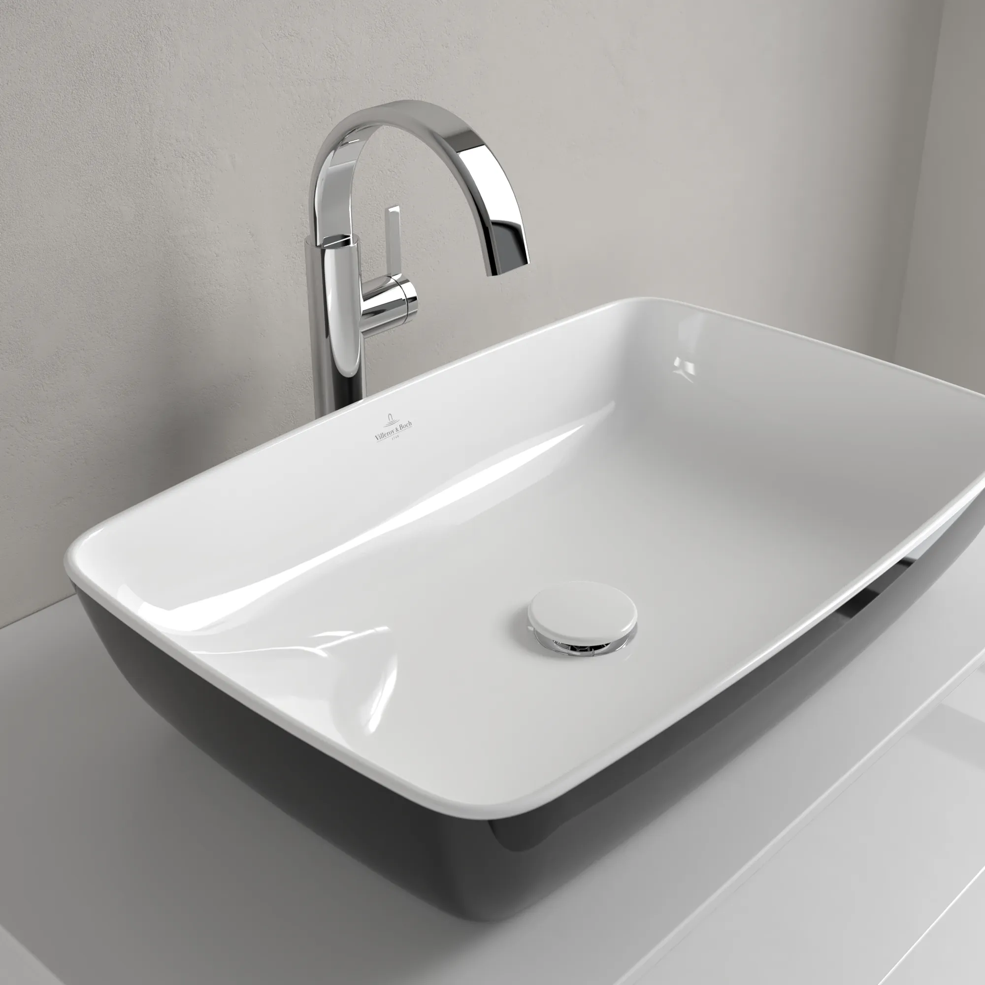 Villeroy & Boch Aufsatzwaschbecken Artis, 580x385x130 mm, Coal Black, TitanCeram, Classic, ohne Überlauf