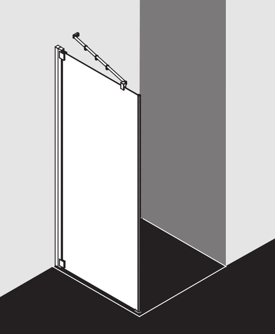 Kermi Seitenwand links für Ecke „RAYA“ Glas Klar, Profile Silber Hochglanz, BV: 770 - 800 mm GAK: 755 - 785 mm WE: 780 - 810 mm H: 2000 mm