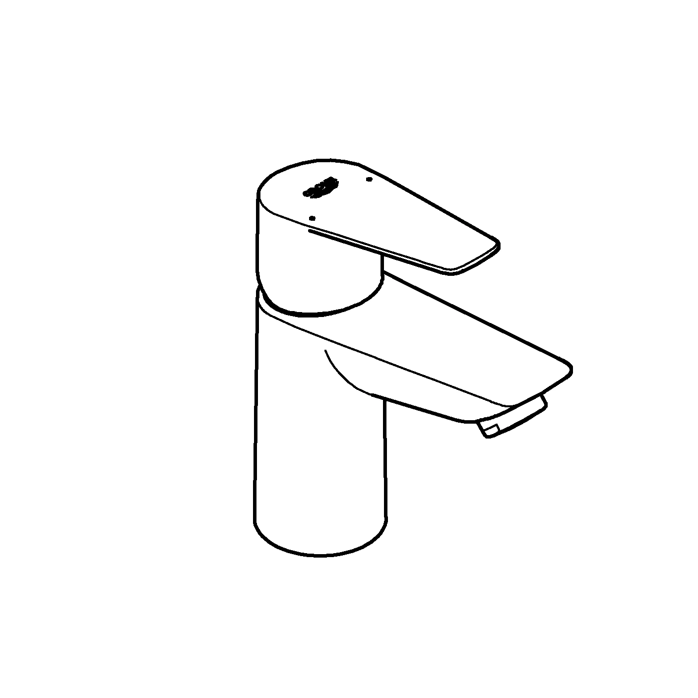 Einhand-Waschtischbatterie BauEdge 23896_1, S-Size, Einlochmontage, mit Temperaturbegrenzer, LowFlow 3,5 l/min Mousseur, glatter Körper, Push-open Ablaufgarnitur aus Kunststoff 1 1/4″, chrom