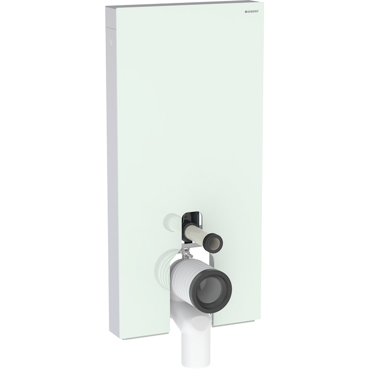 Monolith Sanitärmodul für Stand-WC, 101 cm, Frontverkleidung aus Glas: Glas mint, Aluminium