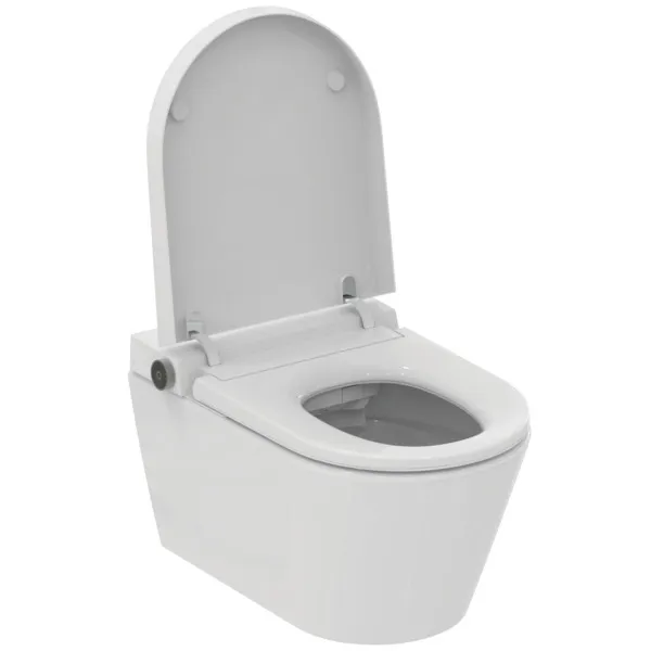 Wandtiefspül-WC mit Sitz i.life E ohne Spülrand mit Duschfunktion Weiß