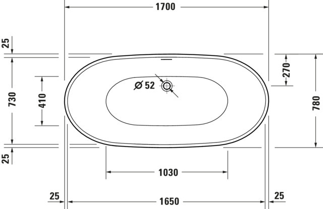Duravit Badewanne „DuraVato“ freistehend oval 170 × 80 cm 