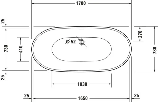 Duravit Badewanne „DuraVato“ freistehend oval 1700 × 800 mm in Weiß Duravit Badewanne „DuraVato“ freistehend oval 1700 × 800 mm in Weiß
