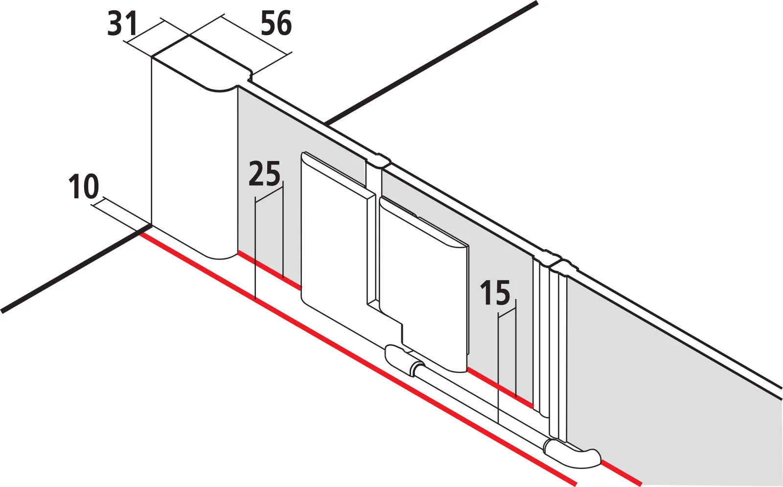 PASA XP PX1GL Pendeltür 1-flügelig links mit Festfeldern, für Nische und Ecke, Höhe 1850 mm, Wanneneinbaumaß 1050-1110 / 1075-1135 mm, Breitenverstellmaß 1050-1110 mm, Glasaußenkante 1050-1110 mm, Farbe Silber Mattglanz, Glas ESG Klar
